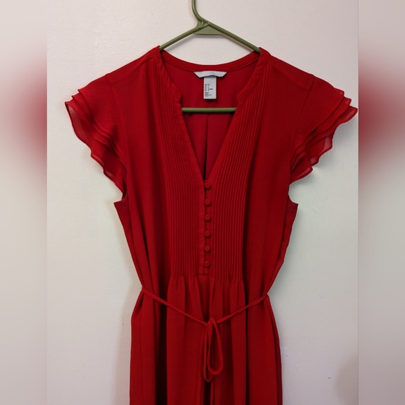 Bright Red H&M lightweight flowy summer dress, size 8 - Picture 3 of 11